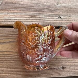 Iridescent Floral Glass Creamer
